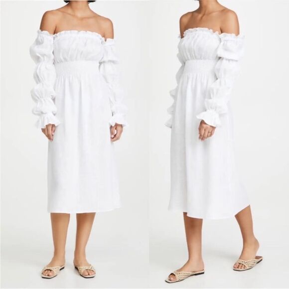 SLEEPER Michelin Linen Off-Shoulder Dress NWT M $320 - Picture 2 of 11